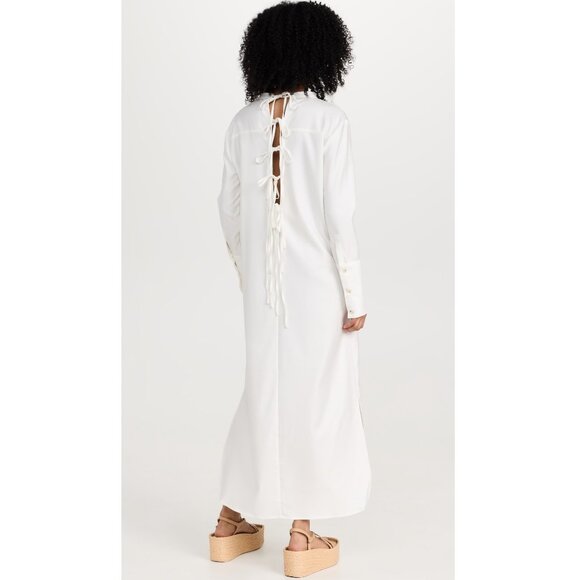 NWT 87Origins Linen Maxi Tunic Dress White Maxi Shirt Dress 100% linen caftan 6 - Picture 3 of 9